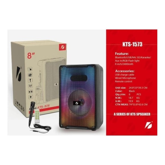 SOM LED_RGB_8"_100W MICROFONE&CONTROLE (KTS1573)
